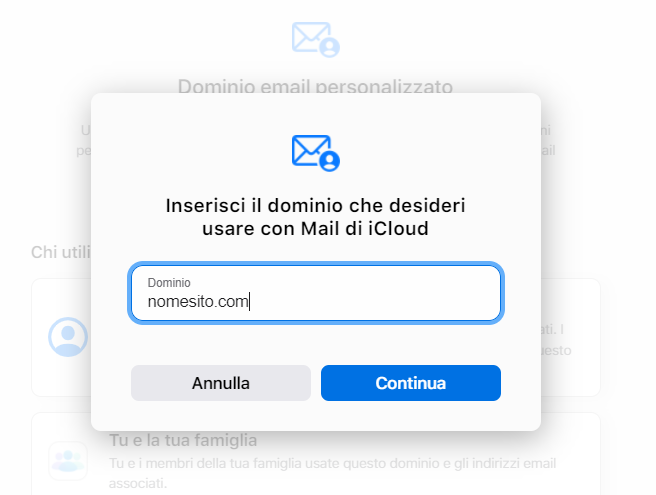 Email con dominio personalizzato primo step