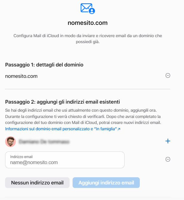 Email con dominio personalizzato secondo step