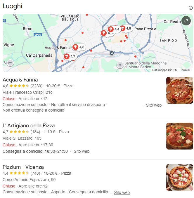 esempio local pack google